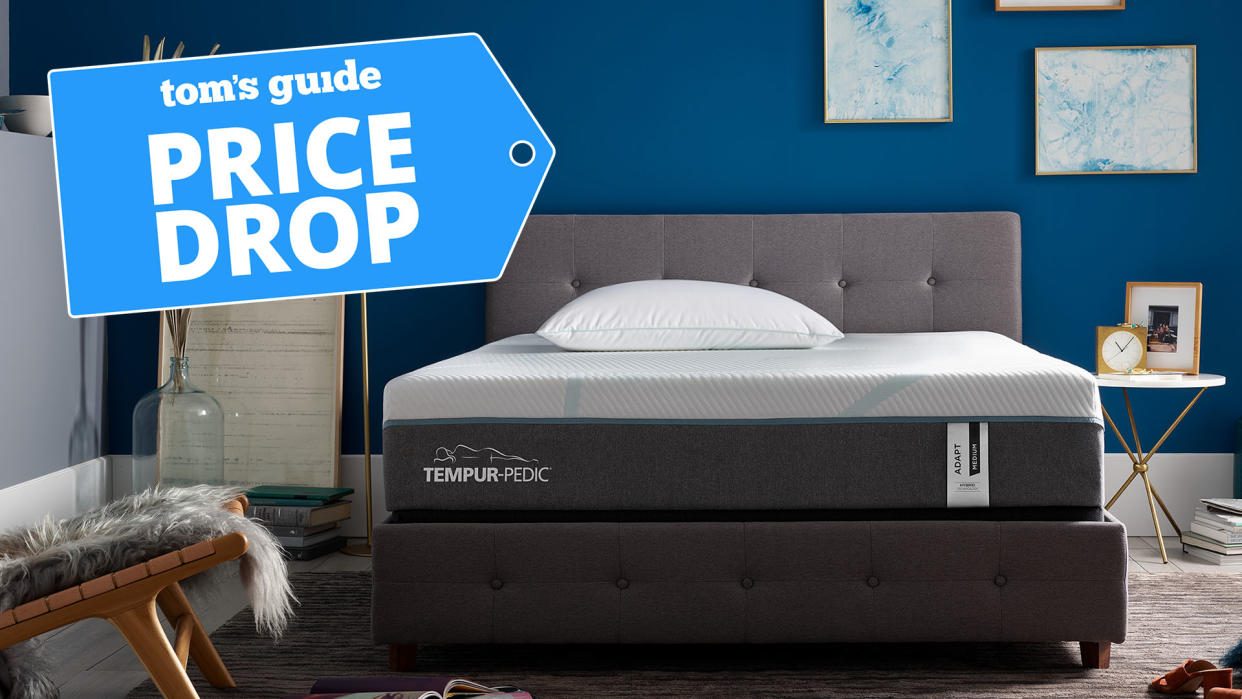  Tempur-Pedic mattress with price drop flag overlaid 