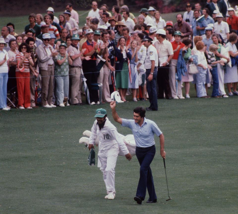 Seve Ballesteros approaches 18 on the Sunday of his 1980 victory.