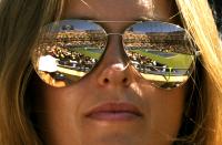 Kim Sears, the girlfriend of Andy Murray of Great Britain (4) watches play aganist John Isner of the United States (28) during their Men's Quarterfinal 2011 US Open match at the USTA Billie Jean King National Tennis Center in New York on September 9, 2011. AFP PHOTO / TIMOTHY A. CLARY (Photo credit should read TIMOTHY A. CLARY/AFP/Getty Images)