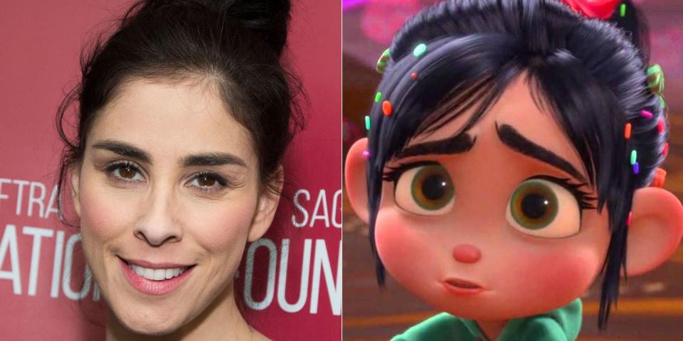 <p>The comedian voiced the sweet outcast in the 2012 movie and reprised the role for the sequel. Silverman <a href="https://www.vanityfair.com/hollywood/2012/07/sarah-silverman-interview-wreck-it-ralph" rel="nofollow noopener" target="_blank" data-ylk="slk:told Vanity Fair;elm:context_link;itc:0;sec:content-canvas" class="link ">told <em>Vanity Fair</em></a> it wasn’t as difficult as you might think for her to keep things PG. “It’s so funny because I’m not prudish, but I don’t think of myself as dirty,” she said. “So many times people come up to me and tell me disgusting things and I know it’s because they think I’m like that, which is horrifying to me.”</p>