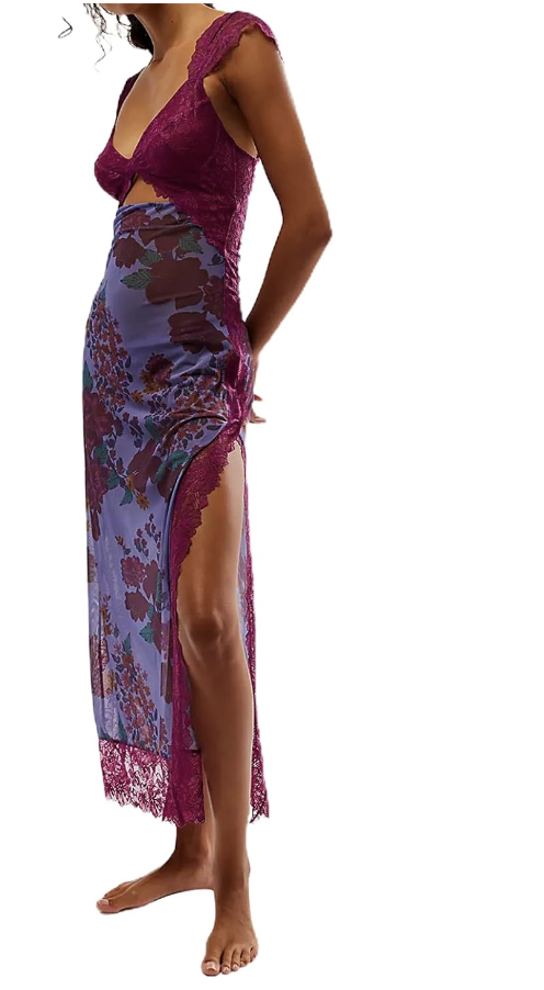 6. Trurendi Printed Backless Bodycon Maxi Dress