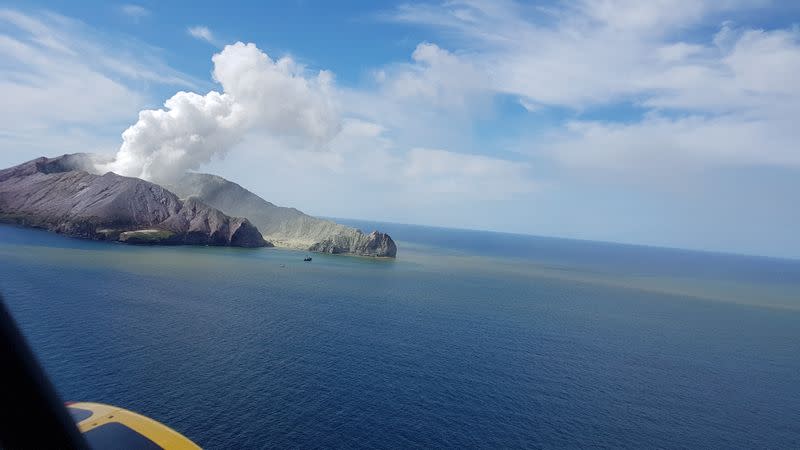 A view of White Island, New Zealand from a helicopter, after a volcanic eruption December 9, 2019, in this picture obtained from social media