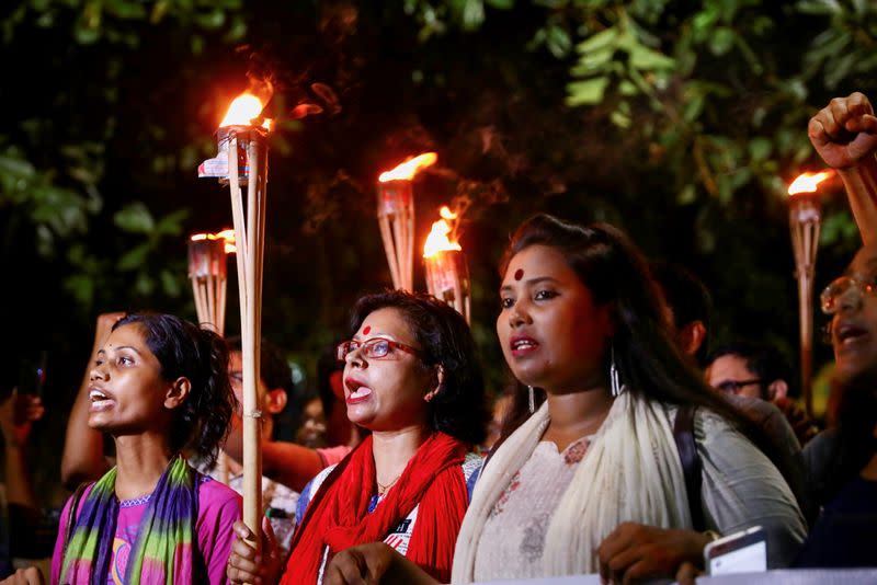 Protest demanding justice for the violence against Hindu communities during Durga Puja festival in Dhaka