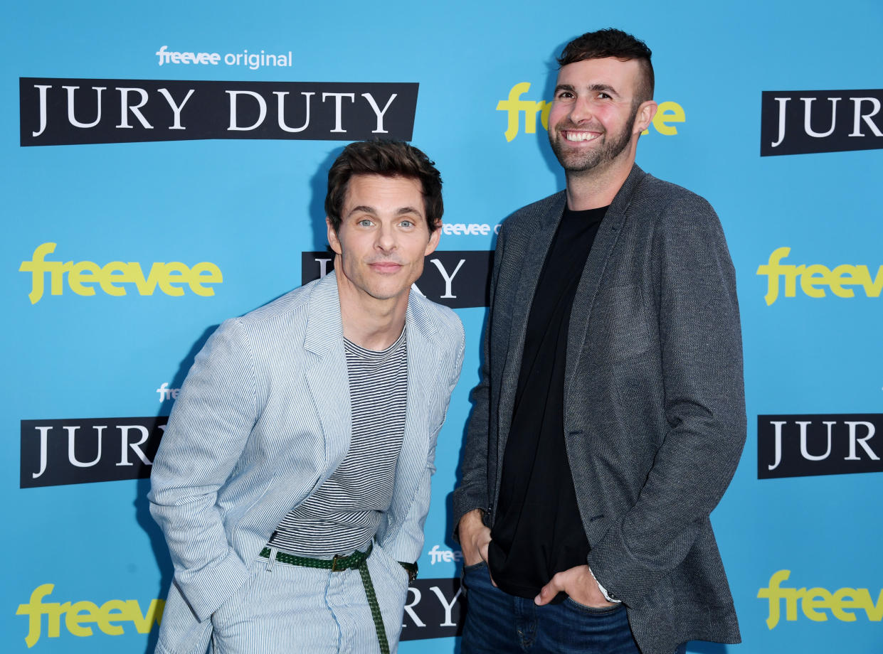UNIVERSAL CITY, CALIFORNIA - APRIL 25: James Marsden (L) and Ronald Gladden attend Amazon Freevee's 