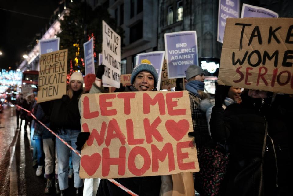 A reclaim the Night protester in London (Angela Christofilou)