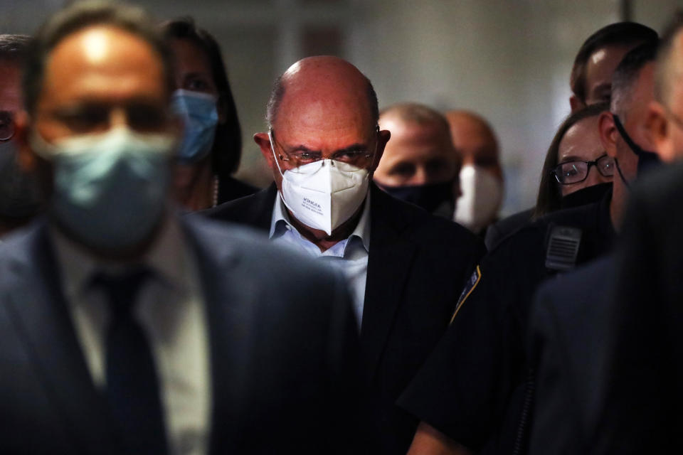 Trump Organization finance chief Allen Weisselberg leaves a New York court after surrendering to authorities on July 1, 2021. (Spencer Platt / Getty Images file)
