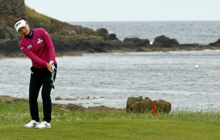 South Korea's Ryu So-Yeon plays on the 10th hole in the second round of the Women's British Open Golf Championships in Turnberry, Scotland, on July 31, 2015