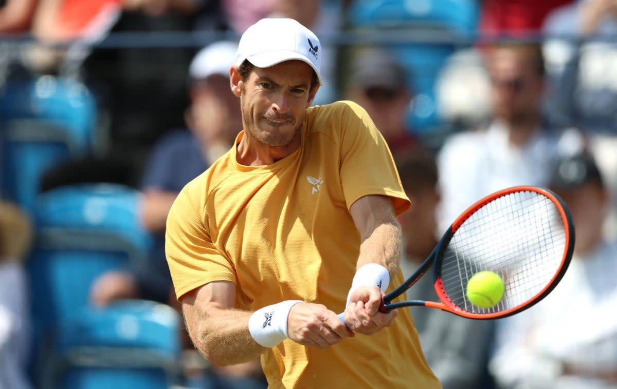 Andy Murray in action at the Surbiton Trophy  (Getty Images for LTA)