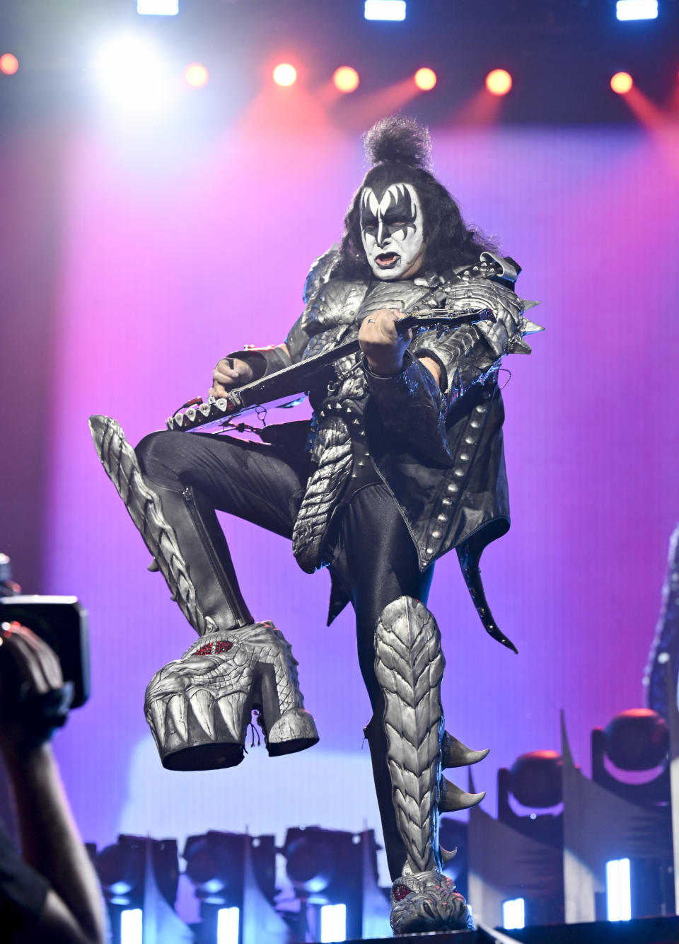 Gene Simmons of KISS performs during the final night of the "Kiss Farewell Tour" on Saturday, Dec. 2, 2023, at Madison Square Garden in New York. (Photo by Evan Agostini/Invision/AP)