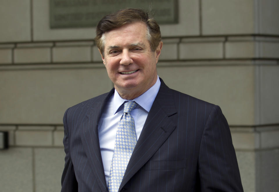 In this May photo, Paul Manafort, President Donald Trump’s former campaign chairman, leaves the Federal District Court after a hearing, in Washington. (Photo: Jose Luis Magana/AP)