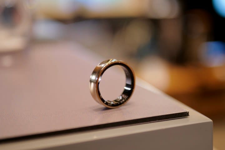 The gold Samsung Galaxy Ring.