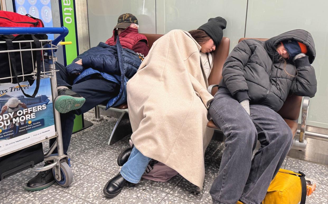 Passengers were stranded at Bristol Airport overnight as their flights were either delayed or cancelled due to Storm Isha