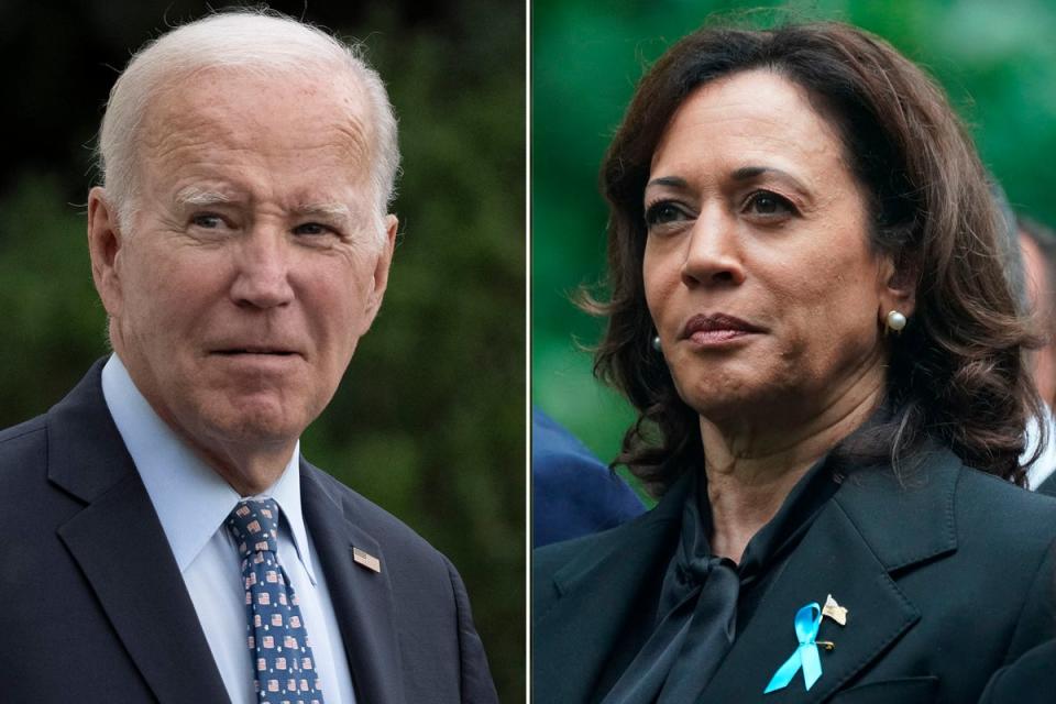Joe Biden and Kamala Harris are running for reelection in 2024. Some Democrats aren’t thrilled about that.  (AP/AFP via Getty)