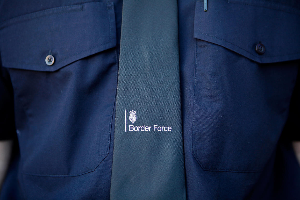 LONDON, ENGLAND - MARCH 16:  A detail from the uniform of a Border Force officer on the new Border Force cutter HMC Protector, on March 16, 2014 in London, England. The cutter, officially launched by the Home Secretary Theresa May MP on 17th March 2014, is the fifth vessel to be added to the Border Force fleet protecting the United Kingdom's borders. Its crew of 12 officers are on board for 14 day stretches at a time, partolling the country's coastline. (Photo by Mary Turner/Getty Images)