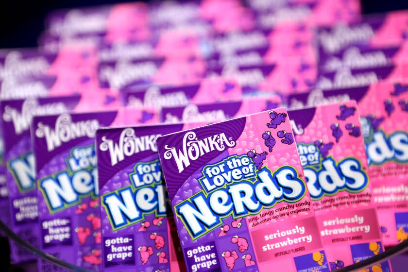 SweeTARTS and NERDS are displayed for VIP guests to sample at KIIS FM's Jingle Ball gifting suite on Friday, Dec. 6, 2013 in Los Angeles. (Photo by Casey Rodgers/Invision for WONKAAP Images)
