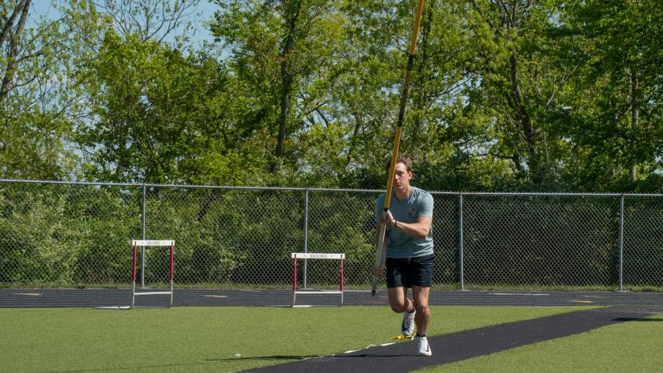 New Richmond sophomore Grant Harrison recently achieved a new personal best at the Southern Buckeye Academic and Athletic Conference league meet. He would like to finish the season on the podium at the Division II state championship.