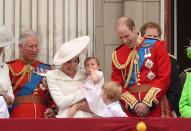 <p>The whole royal family was on the balcony for <a href="https://www.townandcountrymag.com/society/tradition/a10016954/trooping-the-colour-facts/" rel="nofollow noopener" target="_blank" data-ylk="slk:Trooping the Colour;elm:context_link;itc:0;sec:content-canvas" class="link ">Trooping the Colour</a>, and Will and Kate found a way to make it fun for the kids. <br></p>