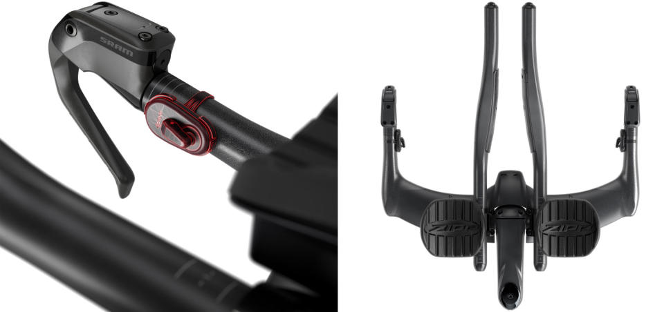 sram wireless blips on a triathlon bike handlebar