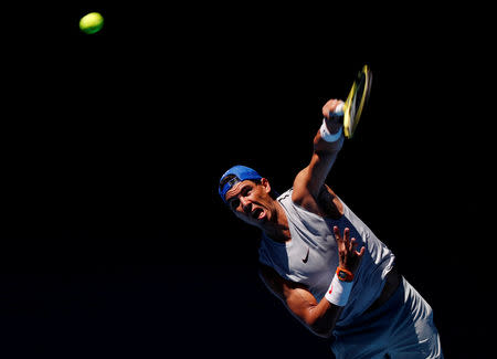 Tennis - Australian Open - Melbourne Park, Melbourne, Australia - January 11, 2019 - Spain's Rafael Nadal trains. REUTERS/Kim Kyung-Hoon