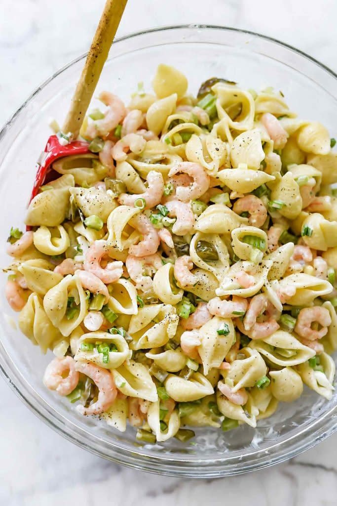 <strong>Get the <a href="http://www.foodiecrush.com/classic-shrimp-macaroni-salad-recipe/" target="_blank">Classic Shrimp Macaroni Salad recipe</a> from Foodie Crush</strong>