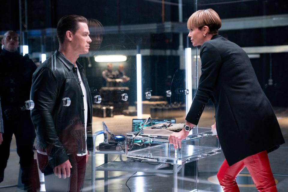 John Cena and Charlize Theron in a scene from F9AP