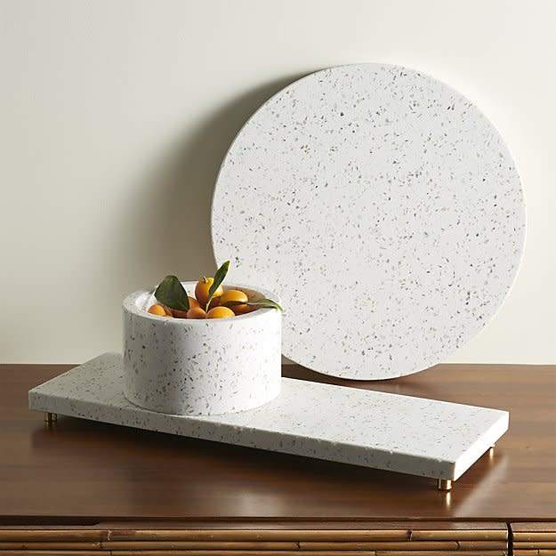 3) Terrazzo White Serving Pieces