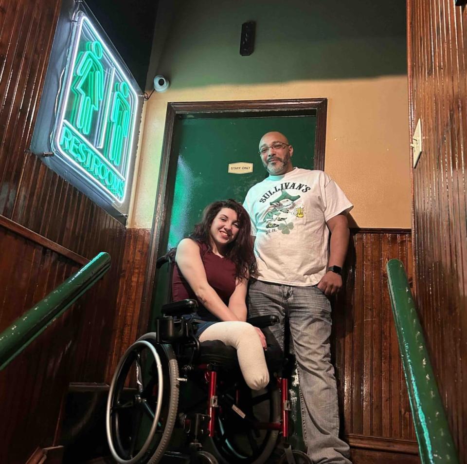 <div class="inline-image__caption"><p>Sydney Benes and Nathaniel Sanders at Sullivans, a bar in Erie, Pennsylvania.</p></div> <div class="inline-image__credit">Nathaniel Sanders/GoFundMe</div>