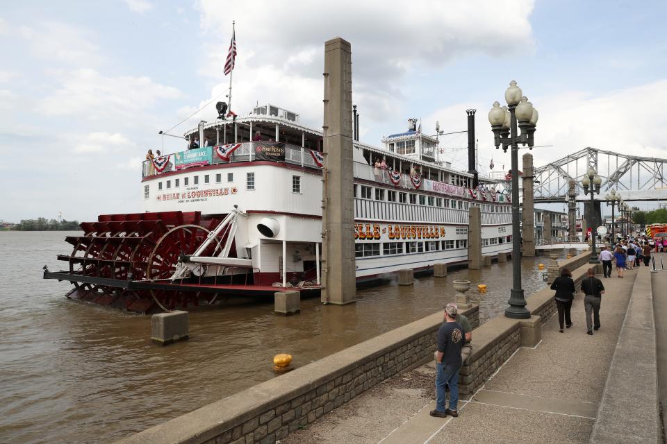 The Belle of Louisville is docked just before departing for the Great Steamboat Race against the Belle of Cincinnati on the Ohio River.May 1, 2019