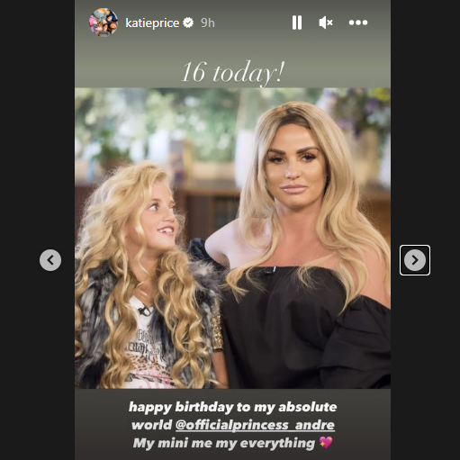 Katie Price wished her daughter a happy birthday. (Katie Price Instagram)