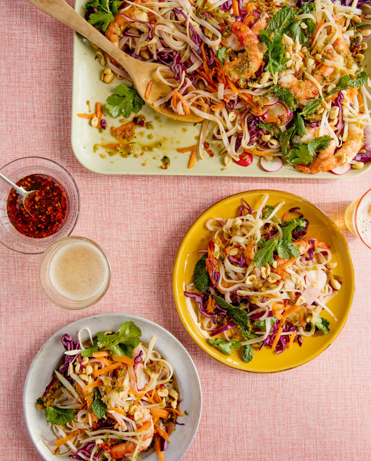<span>Thomasina Miers’ cold noodle salad with herbs, mango, peanuts and prawns.</span><span>Photograph: Kim Lightbody/The Guardian. Food styling: Hanna Miller. Prop styling: Louie Waller.</span>