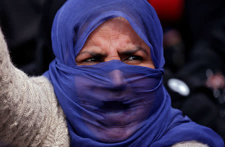 A woman shouts slogans during a protest against the rape of an eight-year-old girl in Kathua, near Jammu, in Srinagar April 17, 2018. REUTERS/Danish Ismail