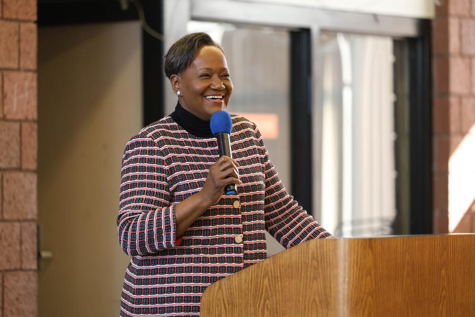 Pastor Lori Porter gave the keynote speech at the Joy Park Neighborhood Federation’s Black History Month program Saturday at the Joy Park Community Center.