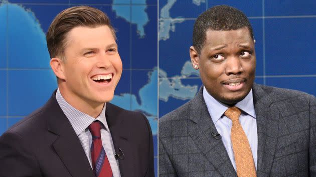 Colin Jost and Michael Che during “Weekend Update” on “Saturday Night Live.”