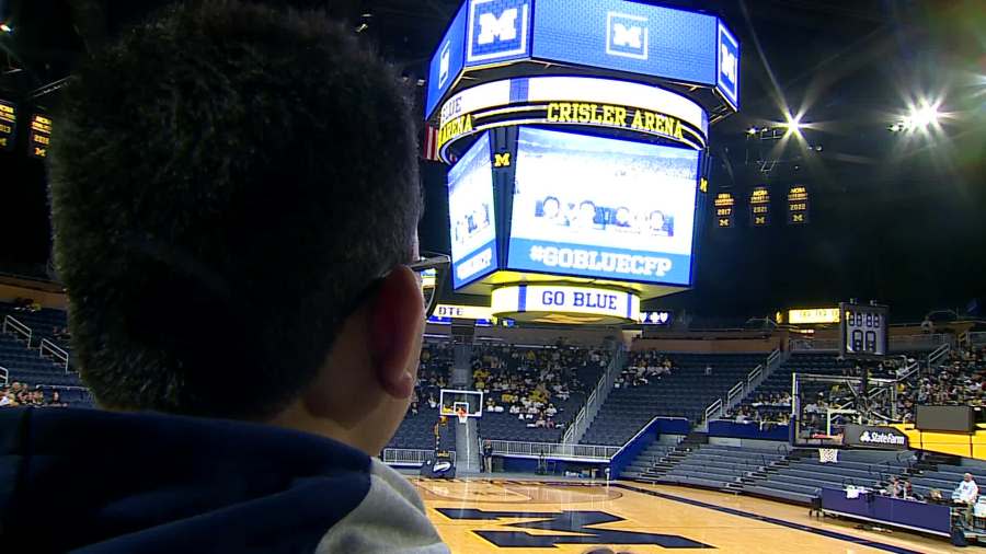 Student watch party at the Crisler Center at the University of Michigan during the National Championship game in Houston. (Jan. 8, 2024)