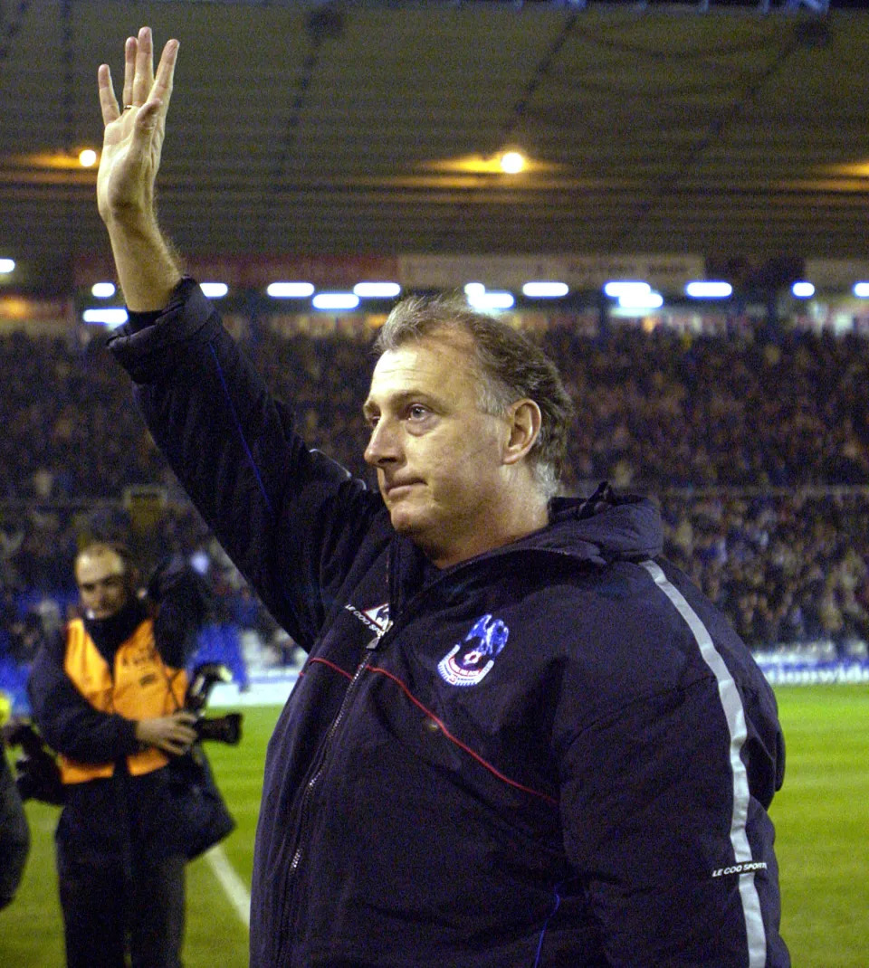 2001:  Crystal Palace manager Trevor Francis waves to the Birmingham City fans during his return to St Andrew’s