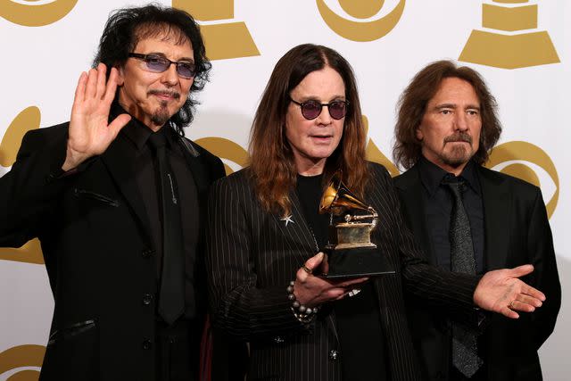 <p>Dan MacMedan/WireImage</p> Tony Iommi, Ozzy Osbourne and Geezer Butler of Black Sabbath at the 2014 Grammys