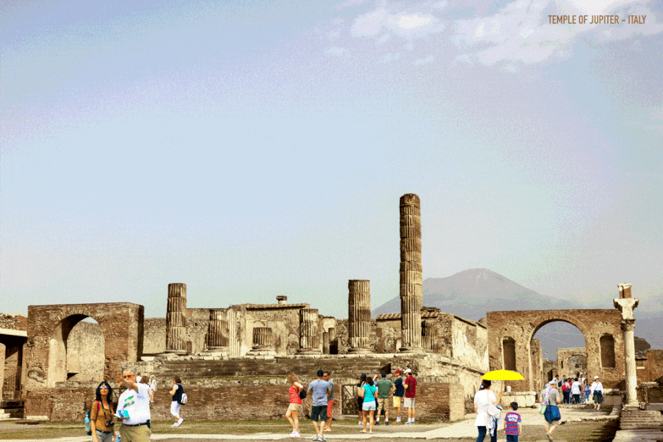 <p>The ancient city of Pompeii on the Bay of Naples was destroyed by the eruption of Mt. Vesuvius in 79 A.D. and not rediscovered until the 16th century. We can only reimagine what the Temple of Jupiter, a building dedicated to the god of the sky and thunder, was like in all its glory. Here’s a best guess.</p>