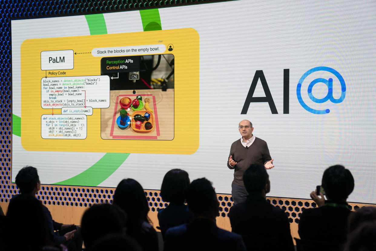 FILE - Zoubin Ghahramani, vice president of research at Google, speaks at the Google AI@ event on Wednesday, Nov. 2, 2022, in New York. Google has been cautious about who gets to play with its AI advancements despite growing pressure for the internet giant to compete more aggressively with rival Microsoft. (AP Photo/John Minchillo, File)