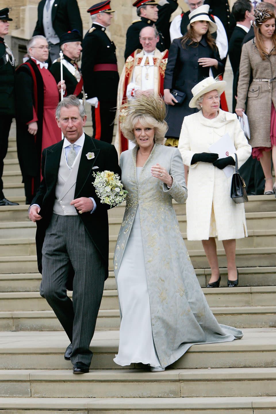 The Queen is pictured at Prince Charles and Camilla's wedding day. Photo: Getty Images