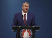 FILE - Chris Herrod, GOP primary candidate in Utah's 3rd Congressional District, answers questions during a GOP primary debate in Salt Lake City on June 1, 2022. "There are two different wings in the Republican Party," Herrod, a former state lawmaker running in suburban Utah's 3rd Congressional District, said in a debate last month. "If you're more aligned with Mitt Romney and Spencer Cox," he added, referring to Utah's governor, "then I'm probably not your guy." (Laura Seitz/The Deseret News via AP)