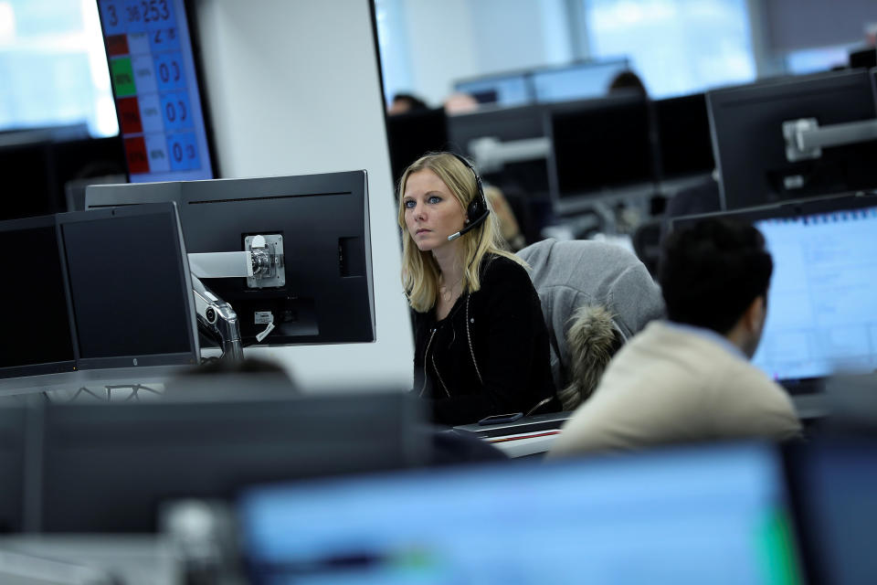 The FTSE 100 was in the red on Monday. Photo: Reuters/Simon Dawson
