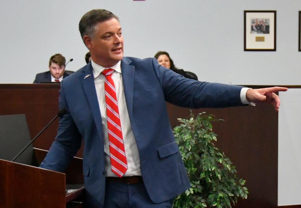 Matt Susin, chair of the Brevard school board, makes a presentation during the Florida Legislature's annual meeting on Jan. 11, 2023.