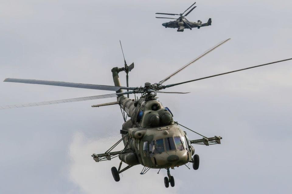 Russian Air Force Mil Mi-8 and Kamov Ka-52 "Alligator" attack helicopter