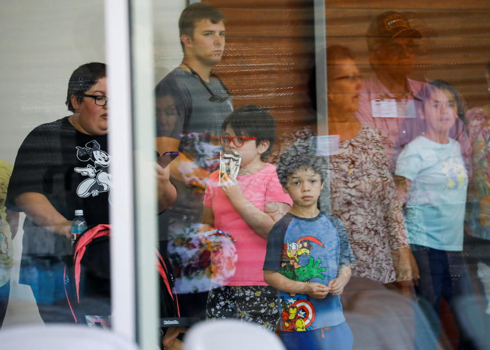 A reunification center where students had been transported after the mass shooting at Robb Elementary School in Uvalde, Texas, on Tuesday