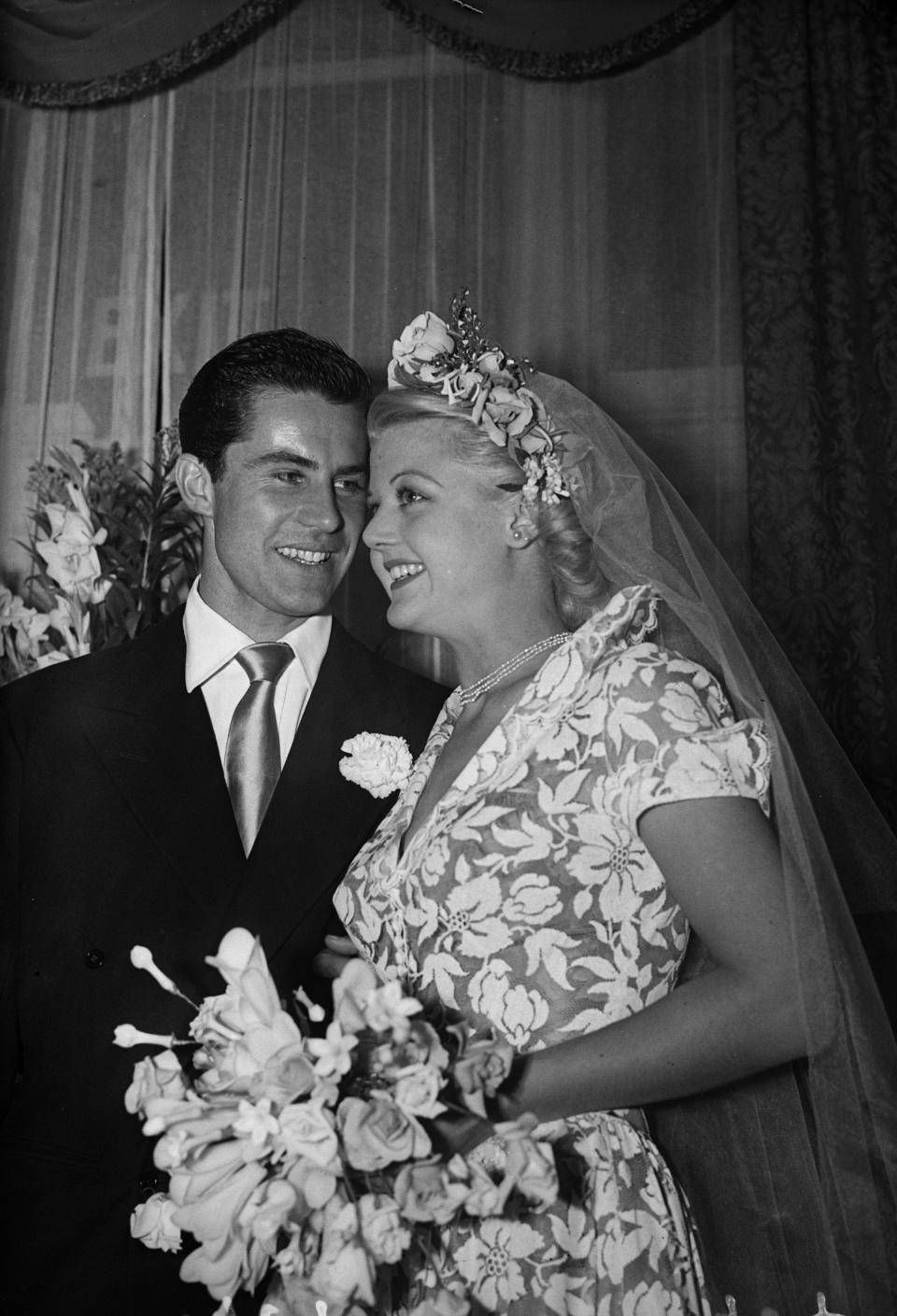 Peter Shaw and Angela Lansbury on their wedding day