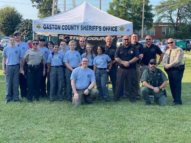 Cadets assisted Gaston County deputies in setting up and disassembling tents at Cloninger Park for National Night Out Aug. 1, 2023.
