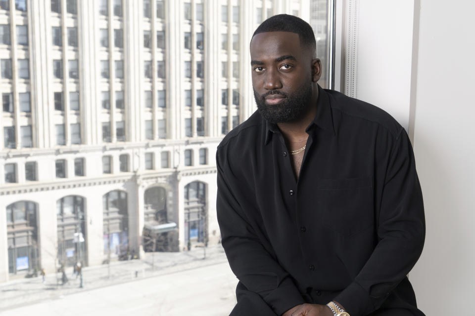 Shamier Anderson poses for a portrait in New York on March 15, 2023, to promote his film “John Wick: Chapter 4." (AP Photo/Gary Gerard Hamilton)