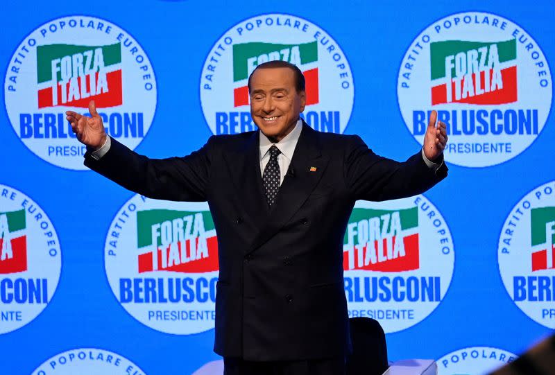 FILE PHOTO: Italy's Berlusconi holds Forza Italia's closing rally in Milan