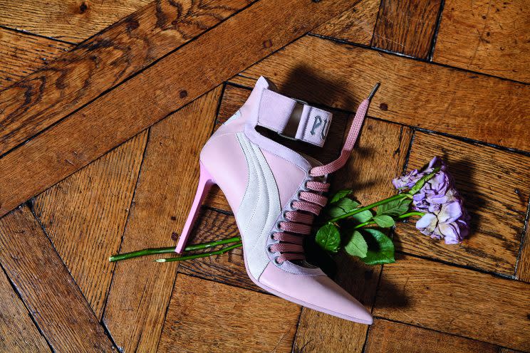 The FENTY X PUMA Lace Up Heel in Pink (FENTY X PUMA)