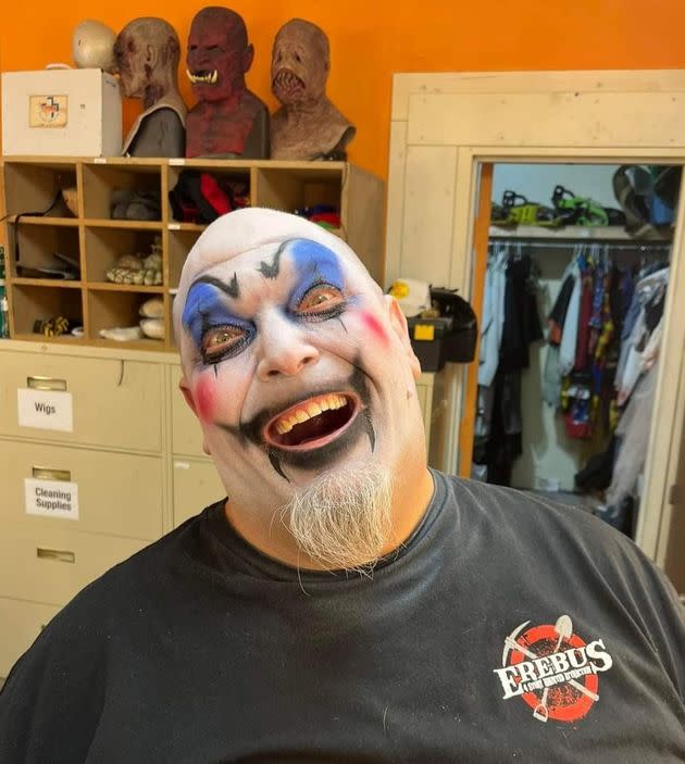 Jon Hicks prepares for his role as Captain Spaulding from the 